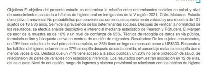 Estudiantes de Odontología realizan estudio sobre migración y salud oral