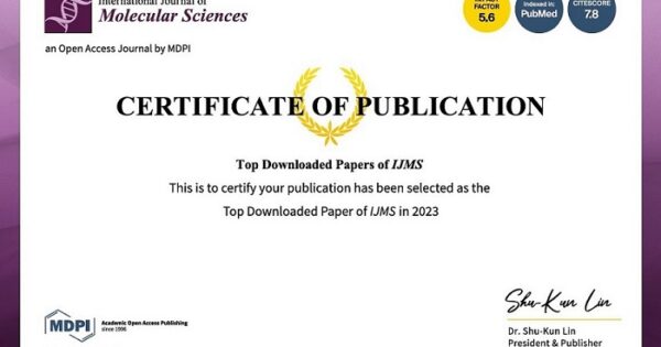 Académico UVM fue distinguido por la revista International Journal of Molecular Sciences