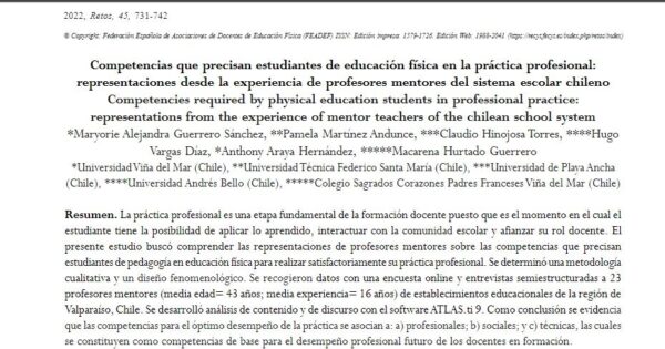 Graduada de Magíster en Docencia para la Educación Superior publica artículo en revista española Retos